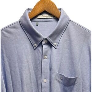 Criquet Men's Size XXL Light Blue Pique Cotton Button Down Long Sleeve Shirt euc